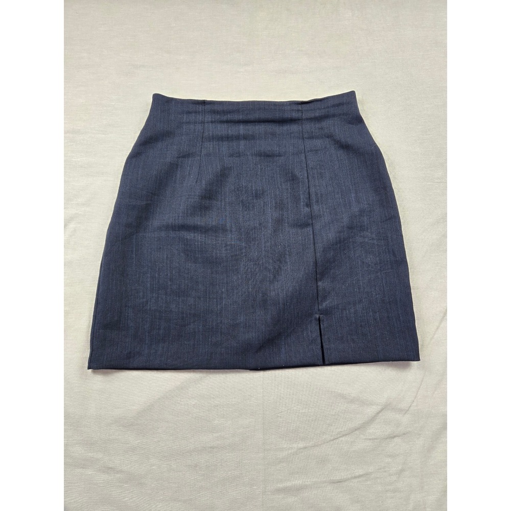 All That Jazz Vintage 90s Navy Blue Mini Skirt Side Slit High Waist Career Sz M